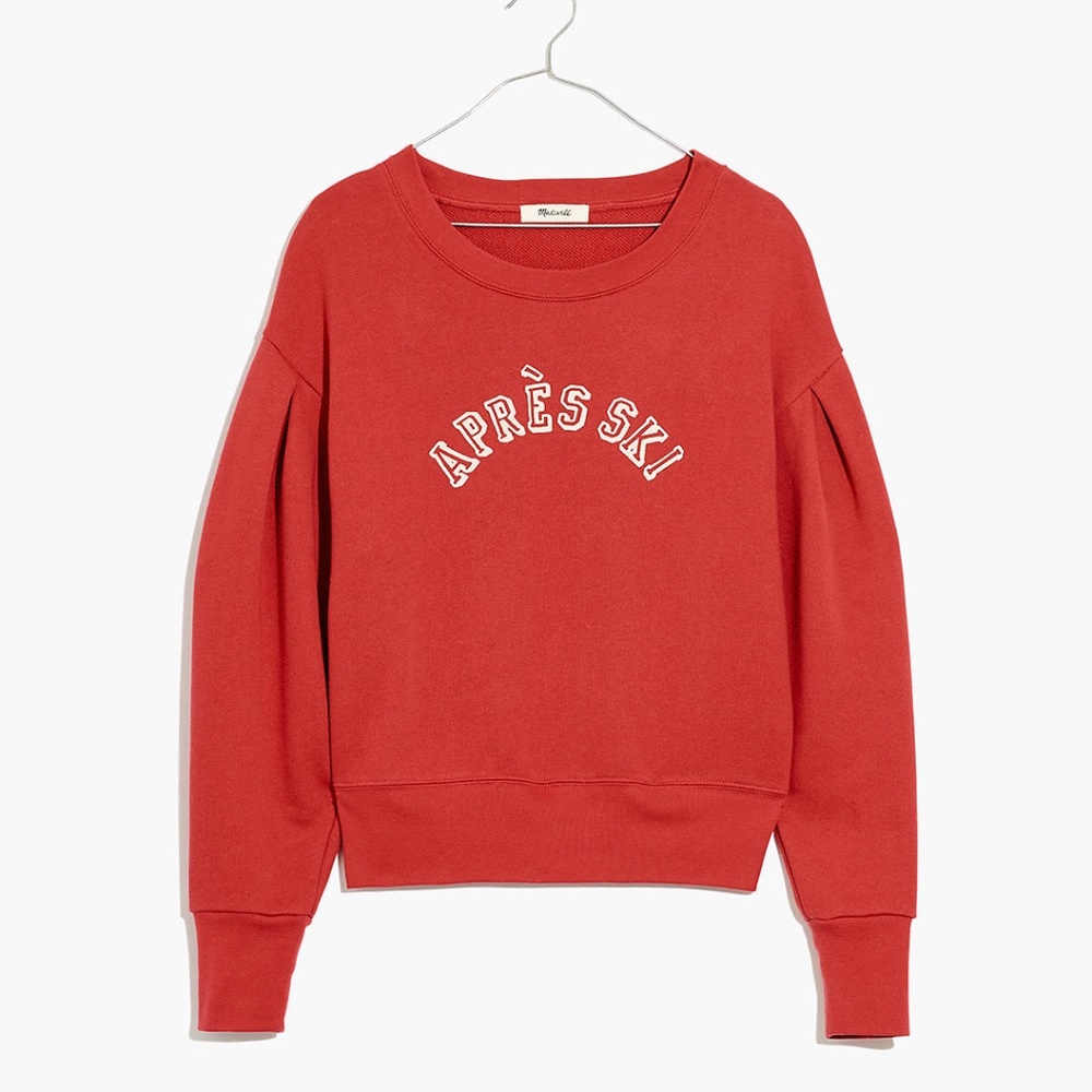 Mile(s) by MADEWELL RED GRAPHIC APRES-SKI PLEAT SWEATSHIRT